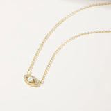 925 Silver Lucky Eyes Heart Pendant Necklace CZ Chain Women Wedding Jewelry