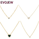925 Silver Lucky Eyes Heart Pendant Necklace CZ Chain Women Wedding Jewelry