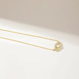 925 Silver Lucky Eyes Heart Pendant Necklace CZ Chain Women Wedding Jewelry