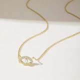 925 Silver Lucky Eyes Heart Pendant Necklace CZ Chain Women Wedding Jewelry