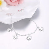 925 Silver Four Leaf Clover Charm Bracelet Crystal Link Chain