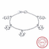 925 Silver Four Leaf Clover Charm Bracelet Crystal Link Chain