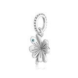 925 Silver Four-Leaf Clover Pendant Charms Metal Beads for Jewelry Making