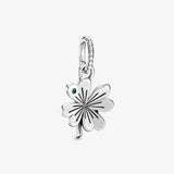 925 Silver Four-Leaf Clover Pendant Charms Metal Beads for Jewelry Making