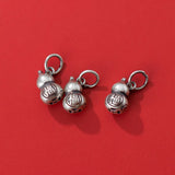 925 Silver Lucky Gourd Charm Pendant Matte Craft Unisex DIY Jewelry