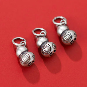 925 Silver Lucky Gourd Charm Pendant Matte Craft Unisex DIY Jewelry