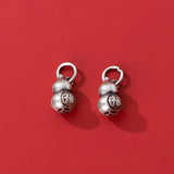 925 Silver Lucky Gourd Charm Pendant Matte Craft Unisex DIY Jewelry