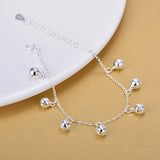 925 Silver Lucky Bell Bracelet Anklet Girl Fine Jewelry