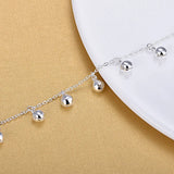 925 Silver Lucky Bell Bracelet Anklet Girl Fine Jewelry