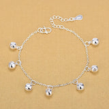 925 Silver Lucky Bell Bracelet Anklet Girl Fine Jewelry