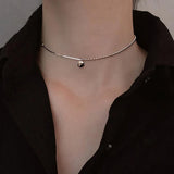 925 Silver Lucky Peas Alphabet Necklace Clavicle Chain Choker for Women
