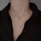 925 Silver Lucky Peas Alphabet Necklace Clavicle Chain Choker for Women