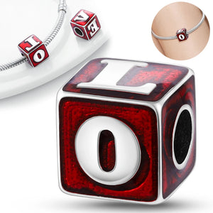 925 Sterling Silver Lucky Red DIY Bead Charms Christmas Love Heart Charms