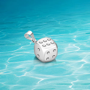 925 Silver Lucky Dice Pendant Cube Choker Necklace