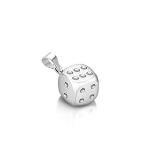 925 Silver Lucky Dice Pendant Cube Choker Necklace