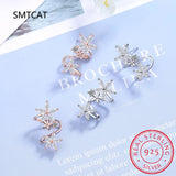 925 Silver Star Flower Stud Earring Moissanite Gemstone Jewelry