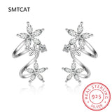 925 Silver Star Flower Stud Earring Moissanite Gemstone Jewelry