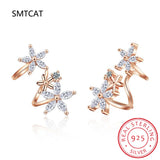 925 Silver Star Flower Stud Earring Moissanite Gemstone Jewelry