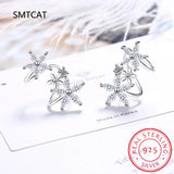 925 Silver Star Flower Stud Earring Moissanite Gemstone Jewelry