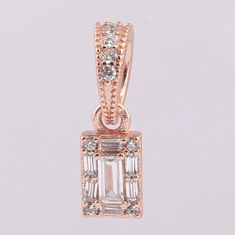 925 Silver Luminous Ice Pendant CZ Fit European Necklace
