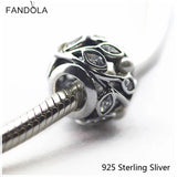 925 Silver Leaves Charm with CZ for DIY Bracelets
