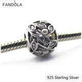 925 Silver Leaves Charm with CZ for DIY Bracelets