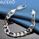 925 Silver 12mm Chain Bracelet Wedding Party Jewelry Gift