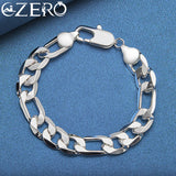 925 Silver 12mm Chain Bracelet Wedding Party Jewelry Gift