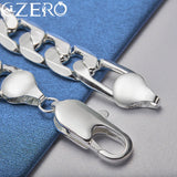 925 Silver 12mm Chain Bracelet Wedding Party Jewelry Gift