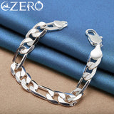 925 Silver 12mm Chain Bracelet Wedding Party Jewelry Gift