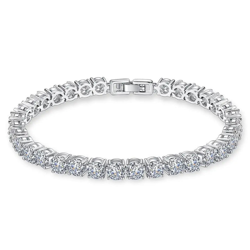 925 Silver 5mm CZ Tennis Crystal Bracelet for Women Girl Party