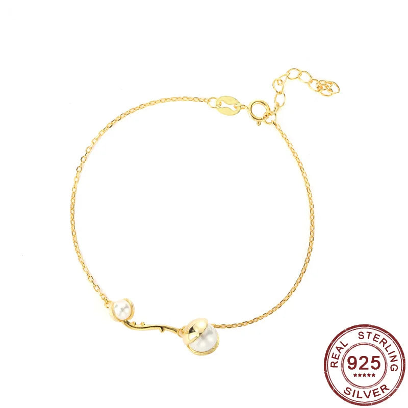 925 Silver Bracelet for Women Pearl Bracelet Jewelry Christmas Gift