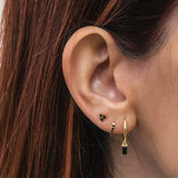 925 Silver Cubic Zircon Huggie Drop Earrings Fine Jewelry