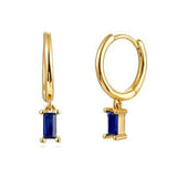 925 Silver Cubic Zircon Huggie Drop Earrings Fine Jewelry