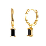 925 Silver Cubic Zircon Huggie Drop Earrings Fine Jewelry