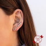 925 Silver Colorful Crystal Stud Earring Women Jewelry Gift