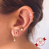 925 Silver Colorful Crystal Stud Earring Women Jewelry Gift