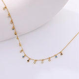 925 Silver Zircon Tassel Necklace Colorful Women Choker
