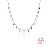 925 Silver Zircon Tassel Necklace Colorful Women Choker