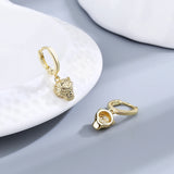 925 Silver Animal Hoop Earrings with Zircon Inlay Ear Jewelry for Women