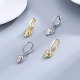 925 Silver Animal Hoop Earrings with Zircon Inlay Ear Jewelry for Women