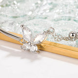 925 Silver Crystal Butterfly Charm Chain Bracelet Women's Luck Bracelet