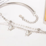 925 Silver Crystal Butterfly Charm Chain Bracelet Women's Luck Bracelet