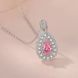 925 Silver Crystal Necklace Light Pink Yellow Pendants for Woman