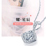 925 Silver Diamond Necklace Full Zircon Pendant Chain Women Fine Jewelry