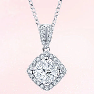 925 Silver Diamond Necklace Full Zircon Pendant Chain Women Fine Jewelry