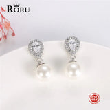 925 Silver Freshwater Pearl Stud Earrings Wedding Jewelry