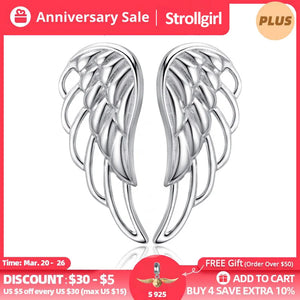925 Sterling Silver Feather Fairy Wings Earrings Fine Jewelry