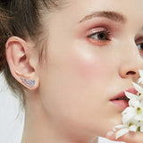 925 Sterling Silver Feather Fairy Wings Earrings Fine Jewelry