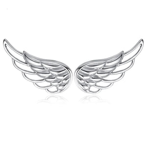 925 Sterling Silver Feather Fairy Wings Earrings Fine Jewelry